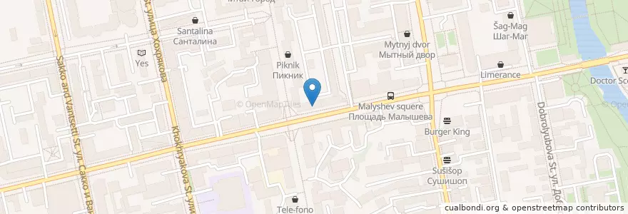 Mapa de ubicacion de Додо пицца en Rusland, Уральский Федеральный Округ, Свердловская Область, Городской Округ Екатеринбург.