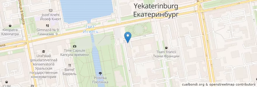 Mapa de ubicacion de Арбитражный суд Уральского округа en ロシア, ウラル連邦管区, スヴェルドロフスク州, エカテリンブルク管区.