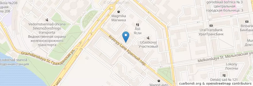 Mapa de ubicacion de Столовая на Красном en Russland, Föderationskreis Ural, Oblast Swerdlowsk, Городской Округ Екатеринбург.