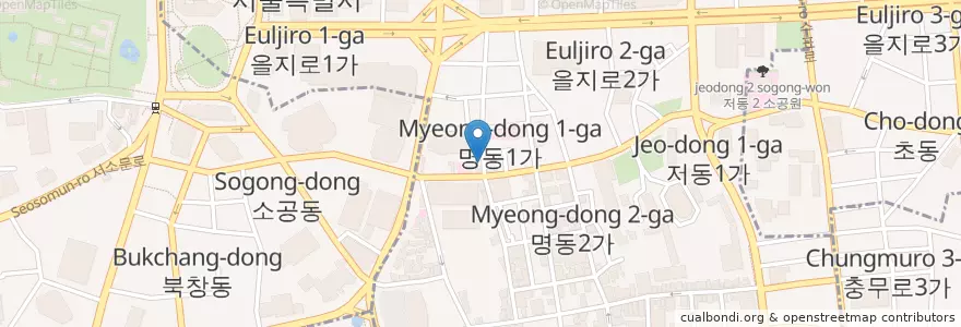 Mapa de ubicacion de 안동찜닭 백숙 en Coreia Do Sul, Seul, 명동.