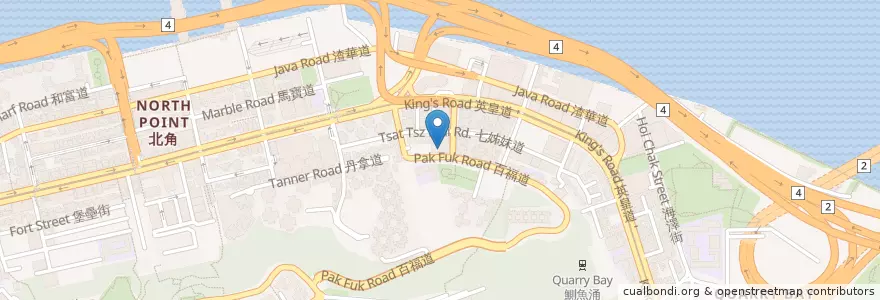Mapa de ubicacion de 北角公共圖書館 North Point Public Library en Китай, Гуандун, Гонконг, Гонконг, Новые Территории, 東區 Eastern District.