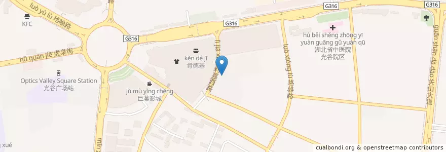 Mapa de ubicacion de 东亚银行 en Китай, Хубэй, Ухань, Хуншань, 东湖新技术开发区（托管）, 关东街道.