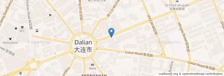 Mapa de ubicacion de 东亚银行 en 中国, 辽宁省, 中山区, 大连市.