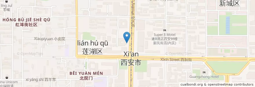 Mapa de ubicacion de 东亚银行 en Cina, Shaanxi, 西安市, 莲湖区 (Lianhu).