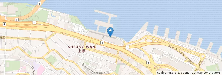 Mapa de ubicacion de 上環（信德中心） Sheung Wan (Shun Tak Centre) en China, Cantão, Hong Kong, Ilha De Hong Kong, Novos Territórios, 中西區 Central And Western District.