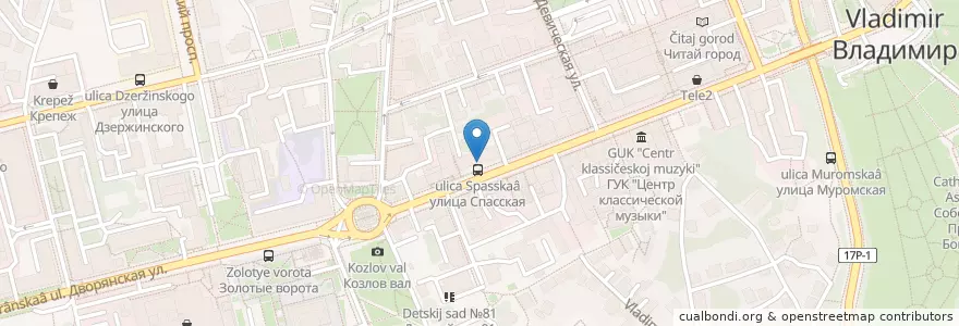 Mapa de ubicacion de Кофейня en Rusland, Centraal Federaal District, Владимирская Область, Городской Округ Владимир.