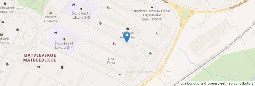 Mapa de ubicacion de Асна en Rússia, Distrito Federal Central, Москва, Западный Административный Округ, Район Очаково-Матвеевское.