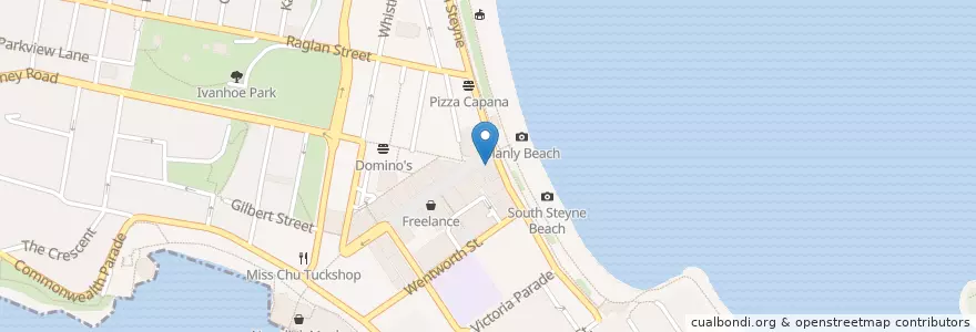 Mapa de ubicacion de Royal Copenhagen en Australia, New South Wales, Sydney, Northern Beaches Council.