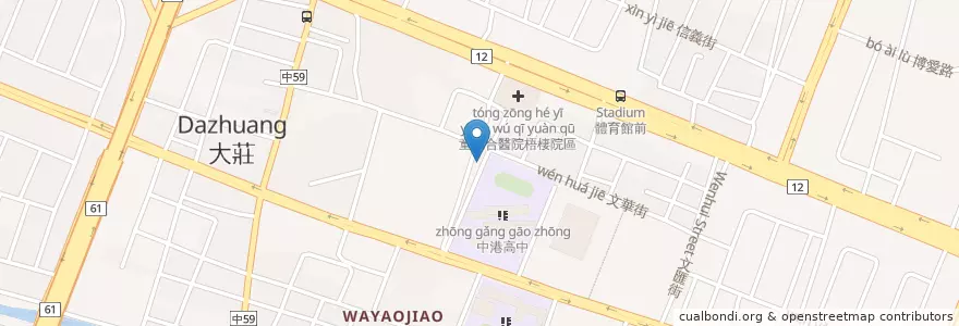 Mapa de ubicacion de 大庄平價現炒 en 臺灣, 臺中市, 梧棲區.