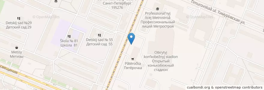 Mapa de ubicacion de Палуба en ロシア, 北西連邦管区, レニングラード州, サンクト ペテルブルク, Калининский Район, Округ Прометей.