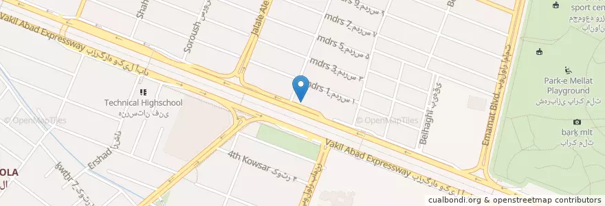 Mapa de ubicacion de داروخانه دکتر بهداد en Irán, Jorasán Razaví, شهرستان مشهد, مشهد, بخش مرکزی شهرستان مشهد.