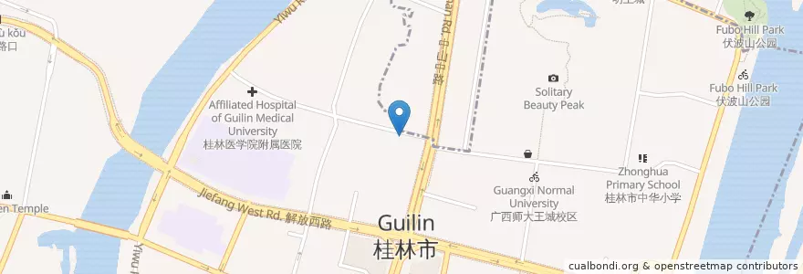 Mapa de ubicacion de 福建馄饨王 en China, Guangxi, 桂林市, 秀峰区.
