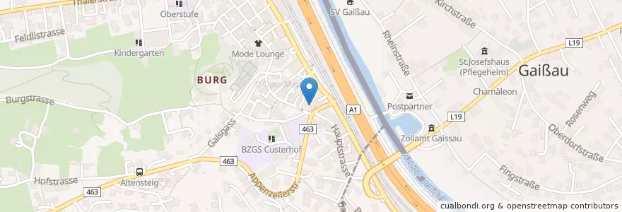 Mapa de ubicacion de Hecht en Schweiz/Suisse/Svizzera/Svizra, Sankt Gallen, Wahlkreis Rheintal, Rheineck.