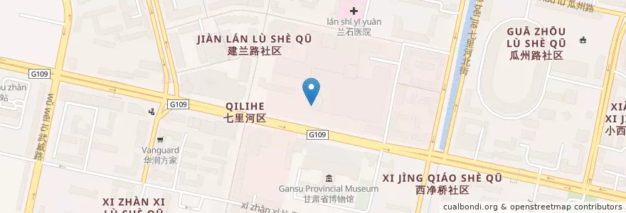 Mapa de ubicacion de 星巴克 en Китай, Ганьсу, Ланьчжоу, 七里河区.