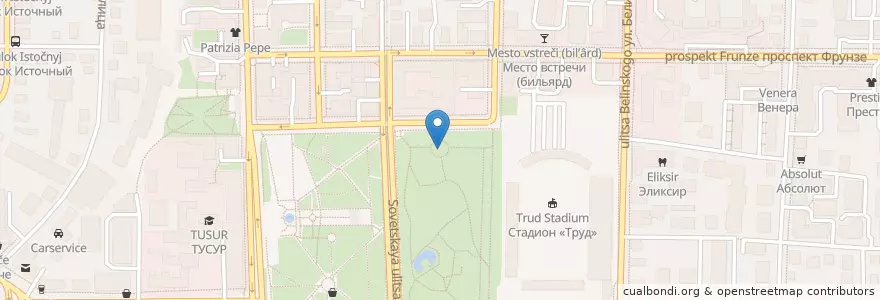 Mapa de ubicacion de Старейший фонтан в Томске en ロシア, シベリア連邦管区, トムスク州, トムスク地区, トムスク管区.