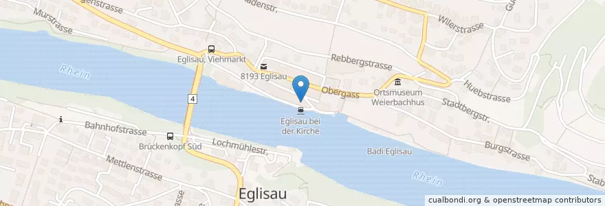 Mapa de ubicacion de Hirschen en Швейцария, Цюрих, Бюлах, Eglisau.