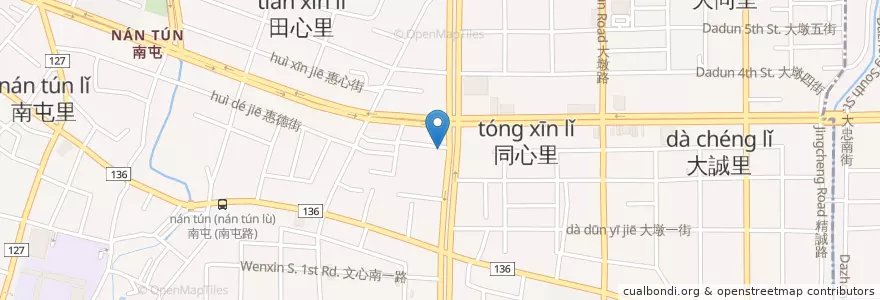 Mapa de ubicacion de 憶香坊炭烤胡椒餅 en Тайвань, Тайчжун, 南屯區.