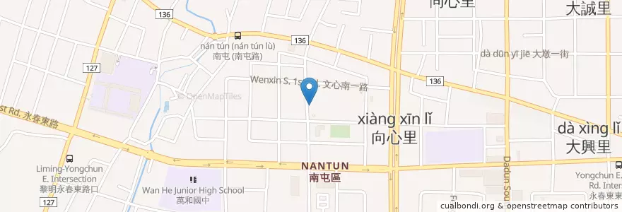 Mapa de ubicacion de 吐司男 晨食專賣店 en Taiwan, 臺中市, 南屯區.
