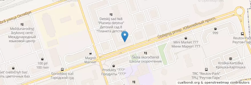 Mapa de ubicacion de Весёлая такса en 俄罗斯/俄羅斯, Центральный Федеральный Округ, 莫斯科州, Городской Округ Реутов.