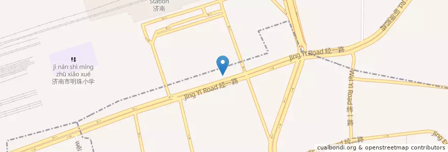 Mapa de ubicacion de 铁路快餐 en 中国, 山东省, 济南市, 天桥区, 大观园街道.
