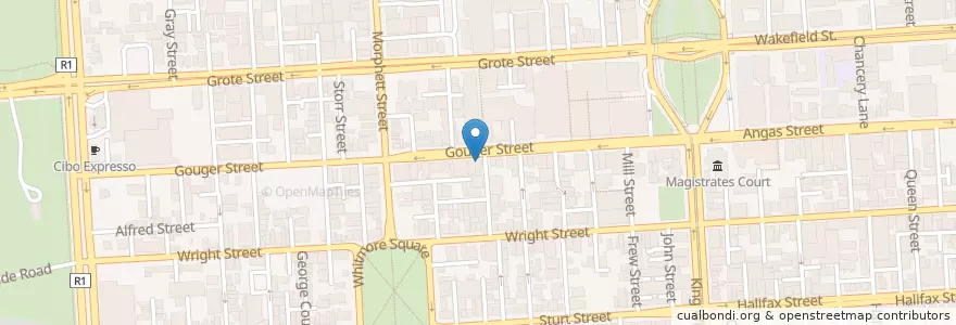 Mapa de ubicacion de Goyza Goyza en オーストラリア, 南オーストラリア, Adelaide, Adelaide City Council.
