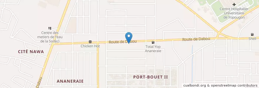 Mapa de ubicacion de Fidra en Costa De Marfil, Abiyán, Yopougon.