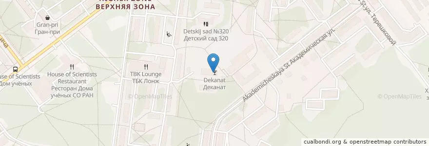Mapa de ubicacion de Деканат en Rusia, Сибирский Федеральный Округ, Wilayah Novosibirsk, Городской Округ Новосибирск.