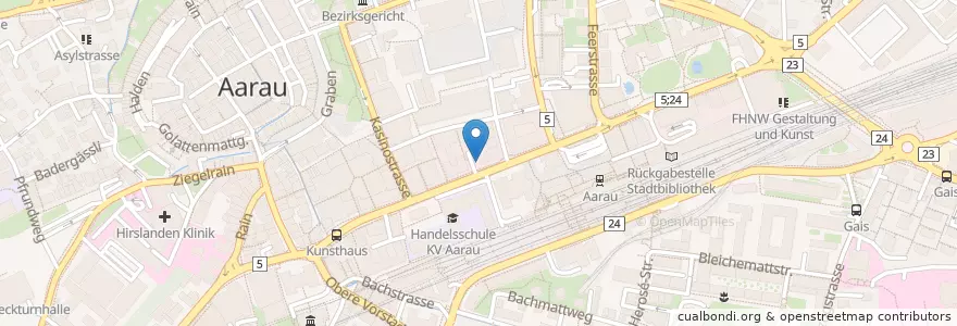 Mapa de ubicacion de Gourmet Tale Away 53 en Svizzera, Argovia, Bezirk Aarau, Aarau.