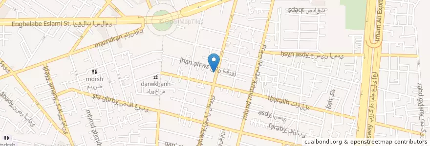 Mapa de ubicacion de پیک موتوری تندباد اقبال en Иран, Тегеран, شهرستان تهران, Тегеран, بخش مرکزی شهرستان تهران.