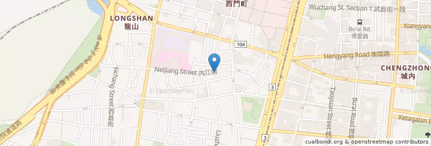 Mapa de ubicacion de 鑫鑫鋐素食坊 en 臺灣, 新北市, 臺北市, 萬華區.