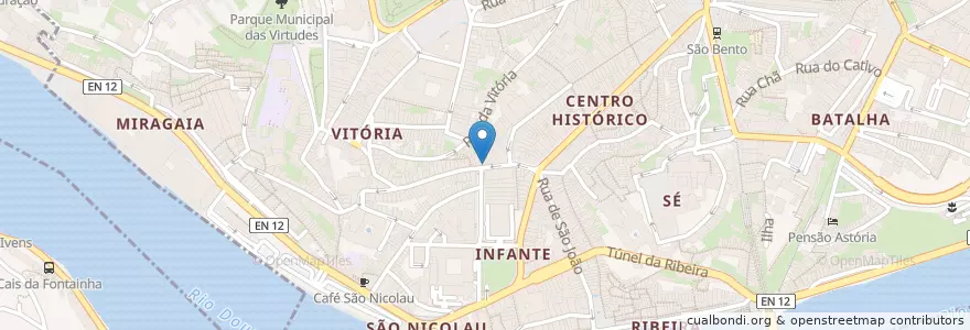 Mapa de ubicacion de Viva Creative Kitchen en 포르투갈, 노르트 지방, 포르투, Área Metropolitana Do Porto, Porto, Vila Nova De Gaia, Cedofeita, Santo Ildefonso, Sé, Miragaia, São Nicolau E Vitória.