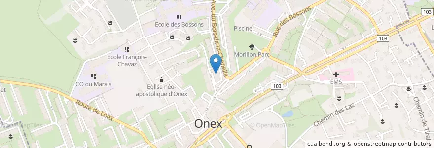 Mapa de ubicacion de La Post en 스위스, Genève, Genève, Onex.