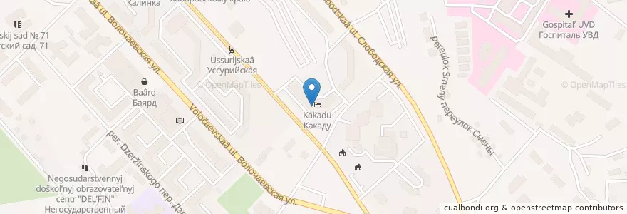 Mapa de ubicacion de Остеомед ДВ+ en روسيا, Дальневосточный Федеральный Округ, خاباروفسك كراي, Городской Округ Хабаровск.