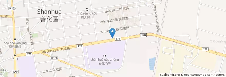 Mapa de ubicacion de 達美樂 en تایوان, 臺南市, 善化區.