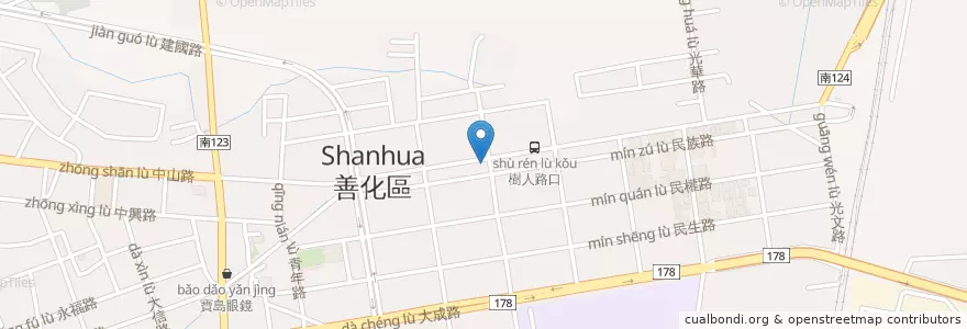 Mapa de ubicacion de 85C Bakery Cafe en Taiwan, Tainan, Shanhua District.