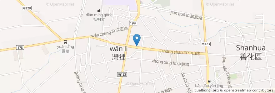Mapa de ubicacion de Pizza Hut en Taiwan, Tainan, Shanhua District.