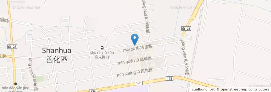 Mapa de ubicacion de 三媽臭臭鍋 en تایوان, 臺南市, 善化區.