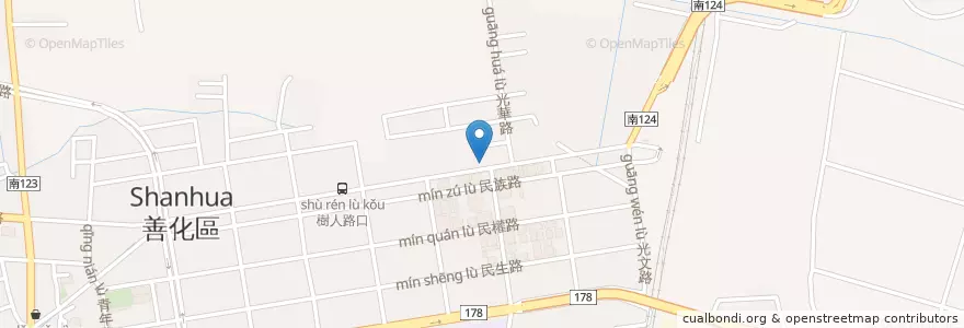Mapa de ubicacion de 新市阿發排骨便當 en تايوان, تاينان, 善化區.