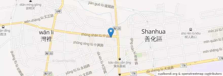 Mapa de ubicacion de 八方雲集 en 타이완, 타이난 시, 산화구.