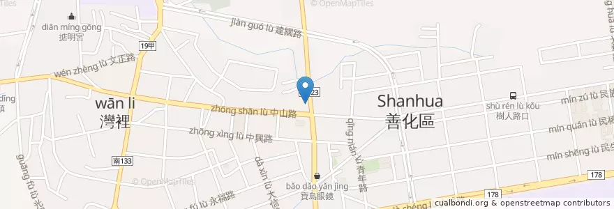 Mapa de ubicacion de 番茄村早餐店 en 臺灣, 臺南市, 善化區.