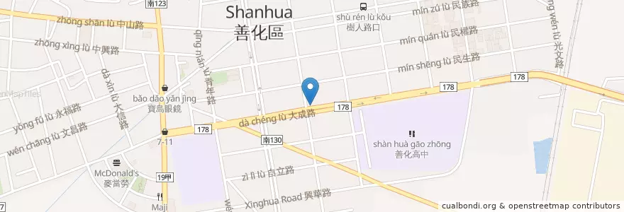 Mapa de ubicacion de 早安美芝城 en 臺灣, 臺南市, 善化區.