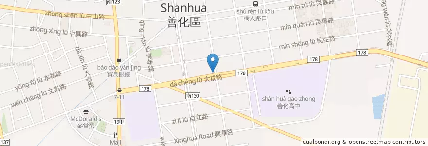 Mapa de ubicacion de 遠傳牙醫 en Tayvan, 臺南市, 善化區.