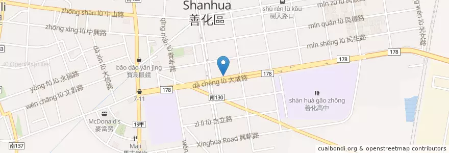 Mapa de ubicacion de 八方雲集 en Taiwan, 臺南市, 善化區.