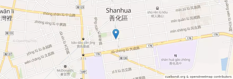 Mapa de ubicacion de 遠東聯盟牙醫 en Taiwan, Tainan, Distretto Di Shanhua.