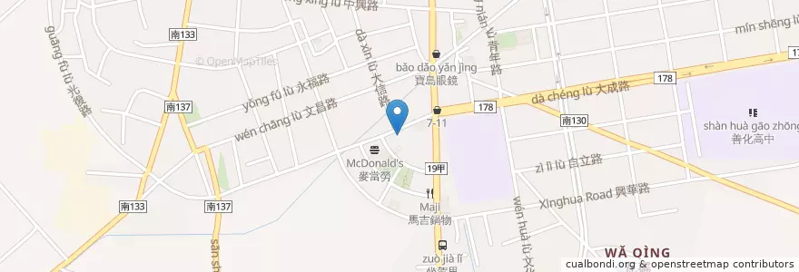 Mapa de ubicacion de 二牛牛肉湯 en تايوان, تاينان, 善化區.