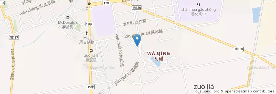 Mapa de ubicacion de 好吃好吃早餐店 en Тайвань, Тайнань, 善化區.