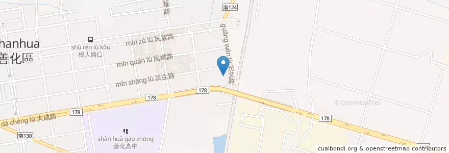 Mapa de ubicacion de 灣裡街幼稚園 en تایوان, 臺南市, 善化區.