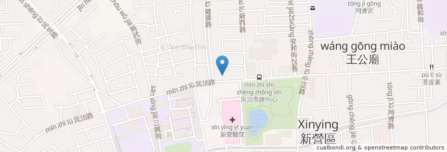 Mapa de ubicacion de 新營靈糧堂 en Taiwán, 臺南市, 新營區.