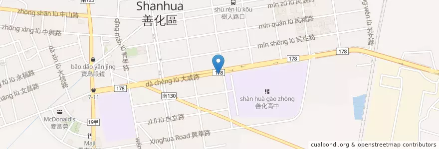 Mapa de ubicacion de 葉師傅燒烤便當 en Taiwan, 臺南市, 善化區.