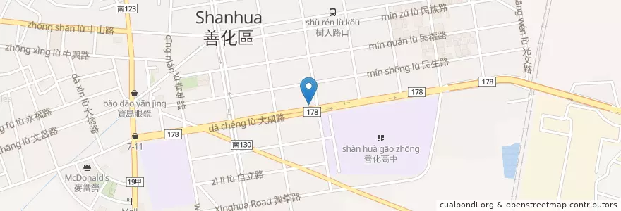 Mapa de ubicacion de 泰味食足 en 타이완, 타이난 시, 산화구.